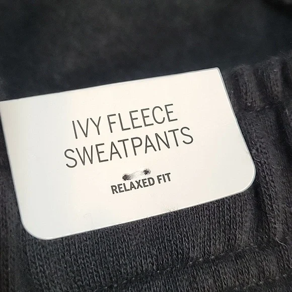 PINK Victoria's Secret Black Ivy Fleece Relaxed Fit Sweatpants Size XL NWT - Picture 6 of 9